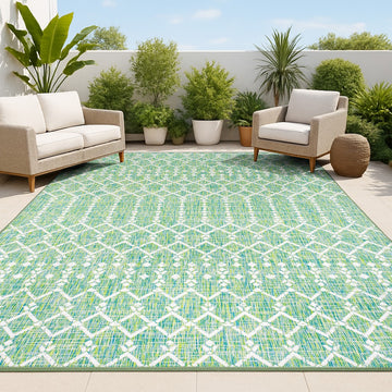Ourika Moroccan Geometric Textured Weave Indoor/outdoor Rug